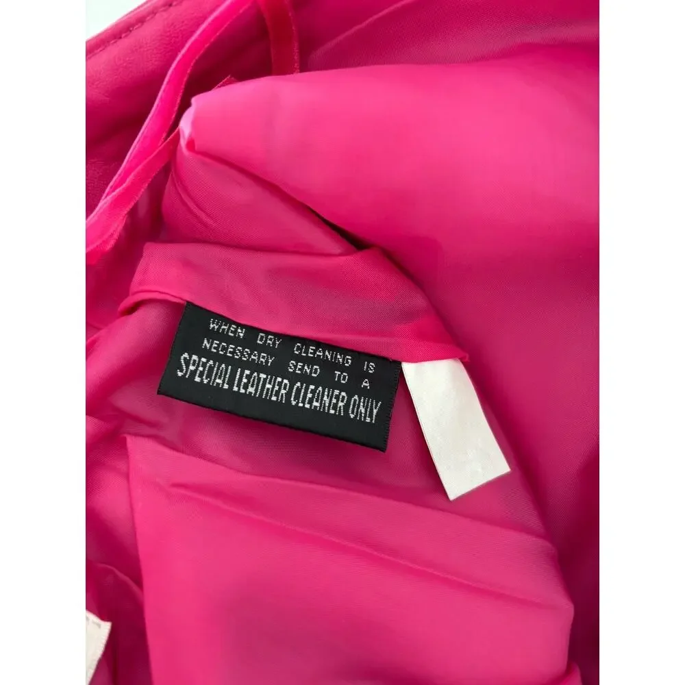 Chia Vintage Hot Pink Leather Skirt Womens 4 Short Zip Up Lined 80s 90s Retro